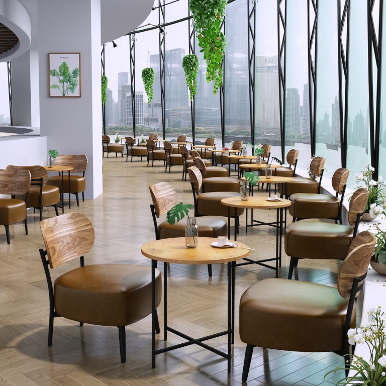 Mesas y sillas de cafetería